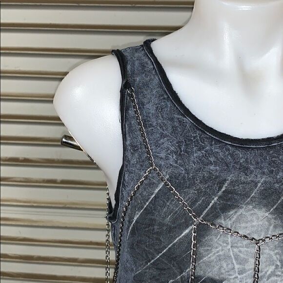 🛍️Black by Classic rock t shirt chains with face - Picture 5 of 8